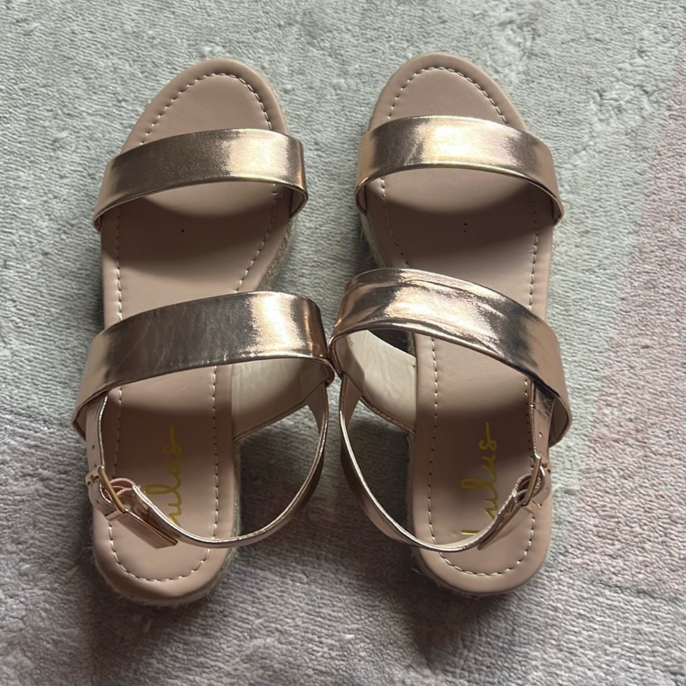 Rose gold low platforms